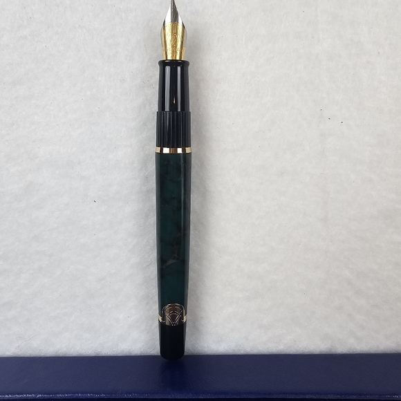 Waterman Phileas FP Set Green Marble GT Ink Fountain Pen NOS W/ Gift Box Boss - Picture 8 of 16